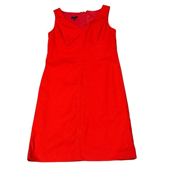 Talbots 8 Petite Red coral Sleeveless Sheath Dress V-neck midi - Picture 1 of 7